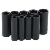 Neilsen 9pc 3/8" Metric Long Reach Deep Impact Sockets 10mm - 19mm Set With Rail